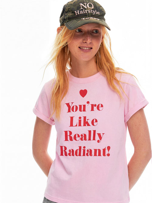 AHHH Plaid Logo Print T-shirt - Pink