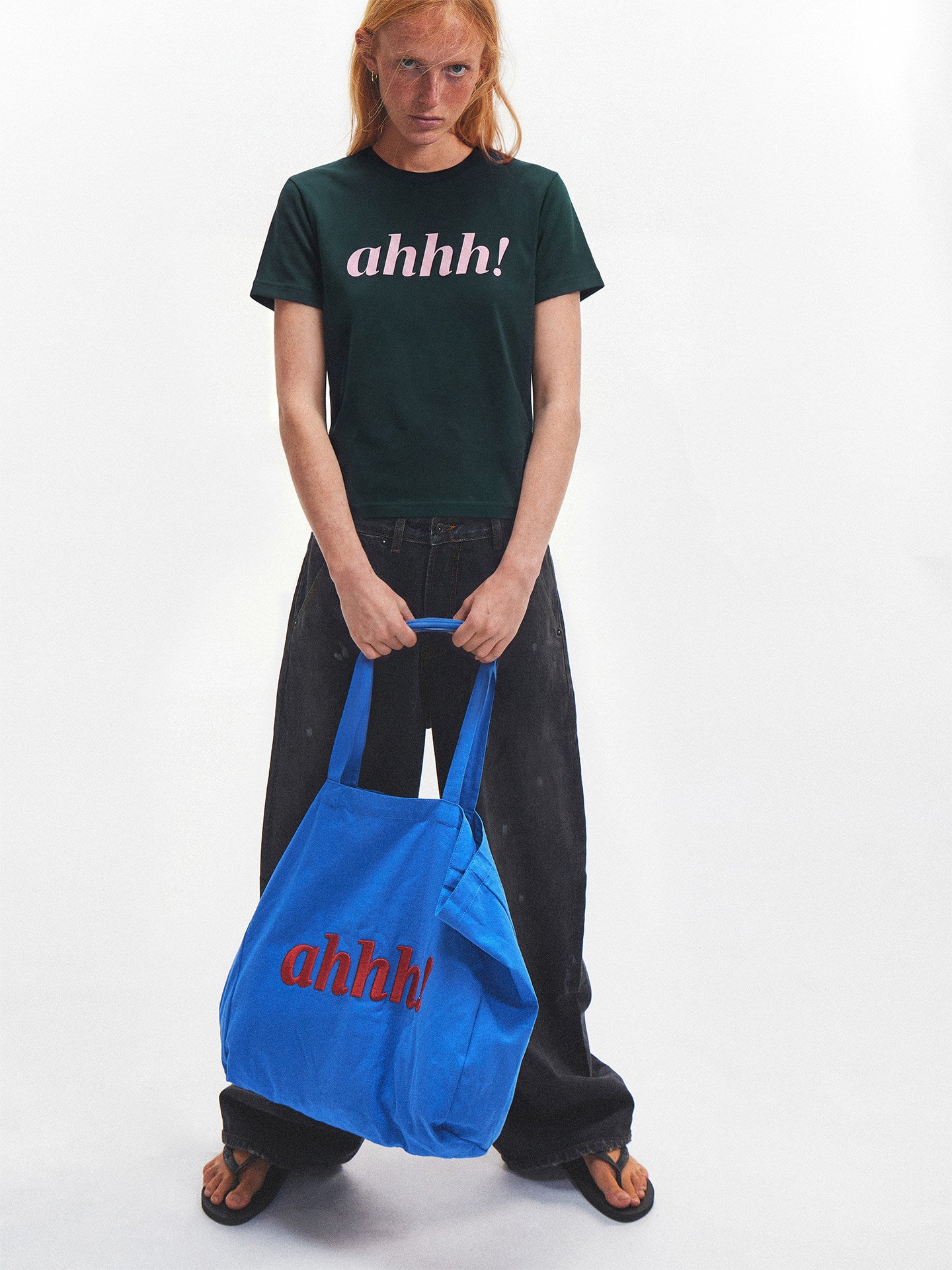 AHHH Logo Print Short Sleeve T-shirt - Navy