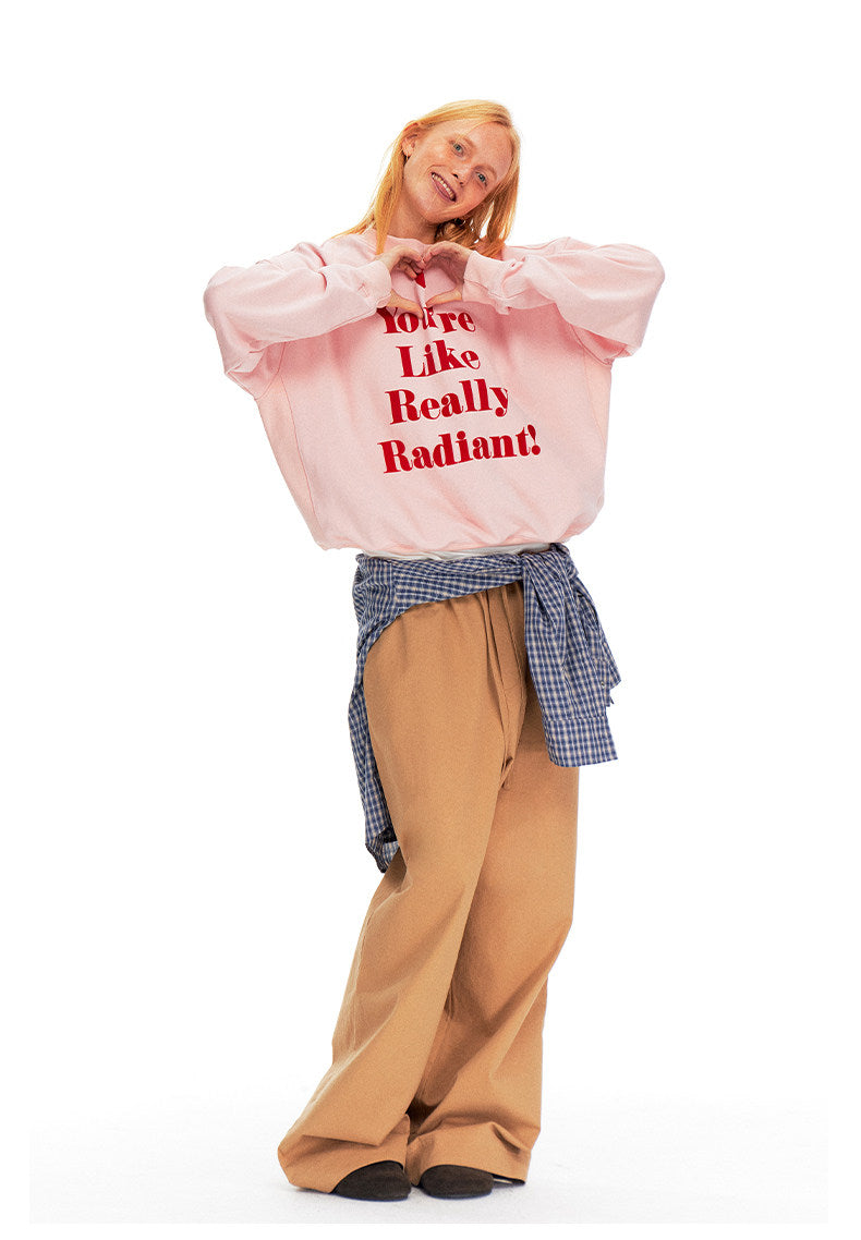 Love-hearted Letter Print Sweatshirt - Pink