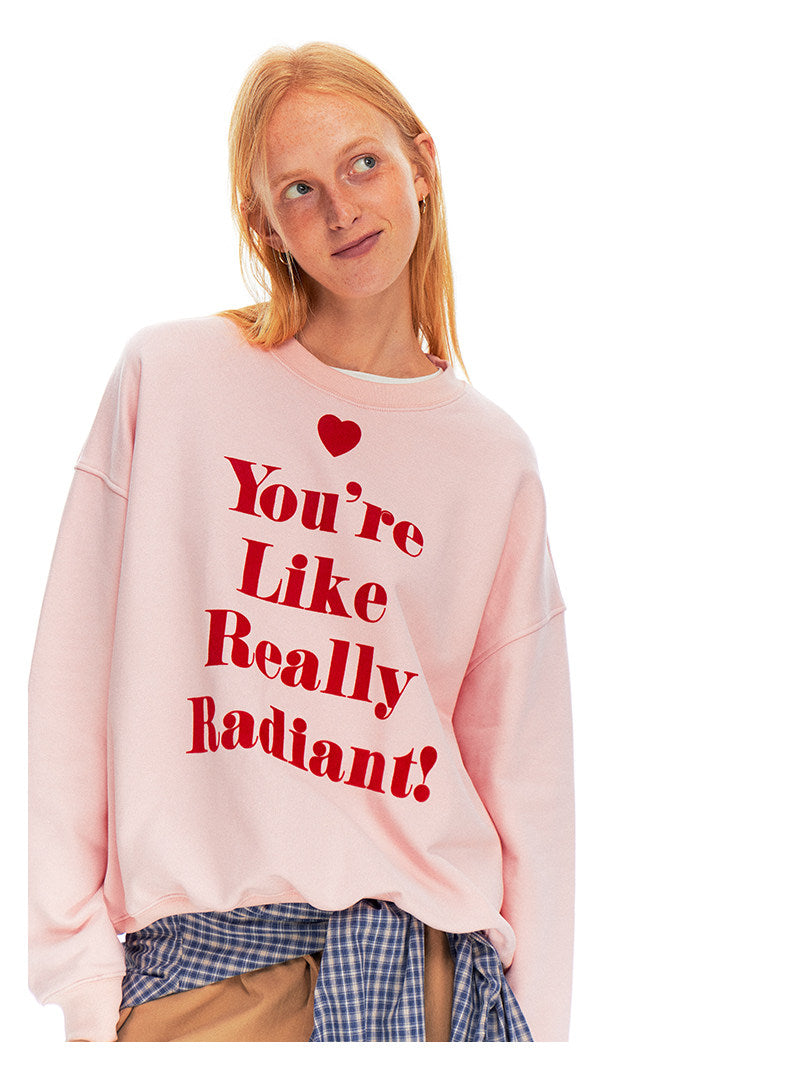 Love-hearted Letter Print Sweatshirt - Pink