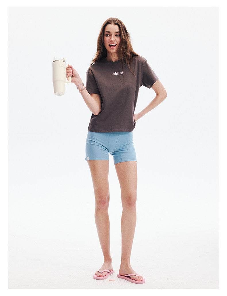 AHHH Logo Print T-shirt - Coffee