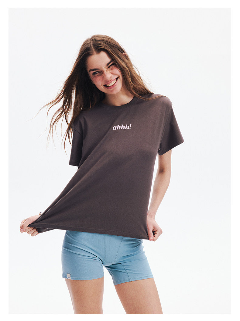 AHHH Logo Print T-shirt - Coffee
