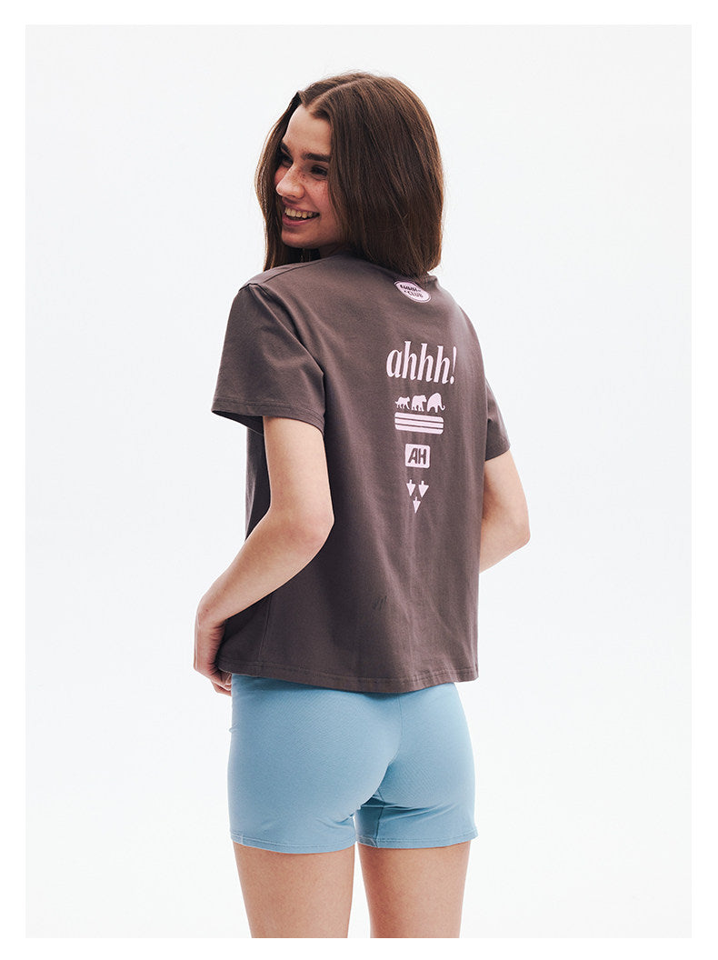 AHHH Logo Print T-shirt - Coffee