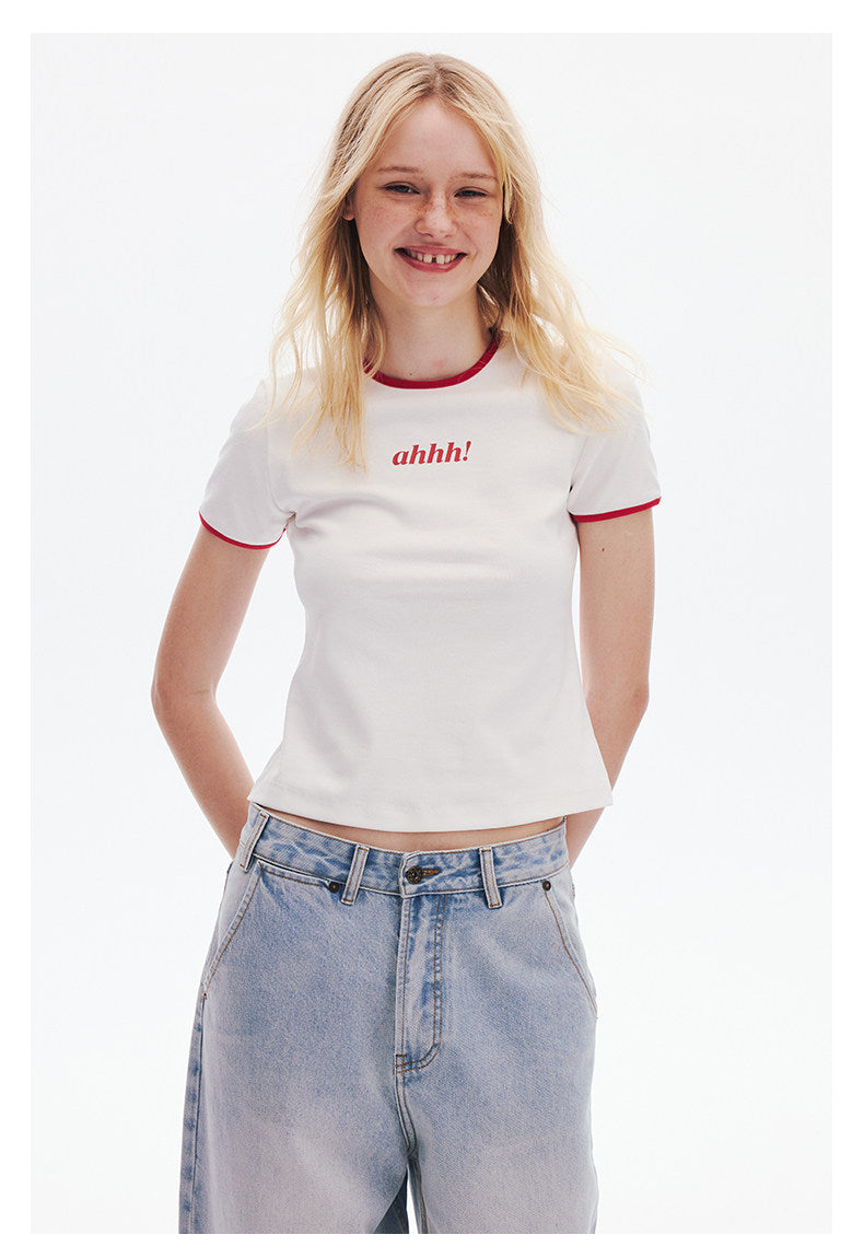 AHHH Print Basic T-shirt - White