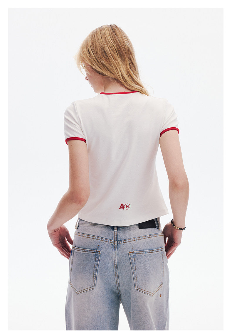 AHHH Print Basic T-shirt - White