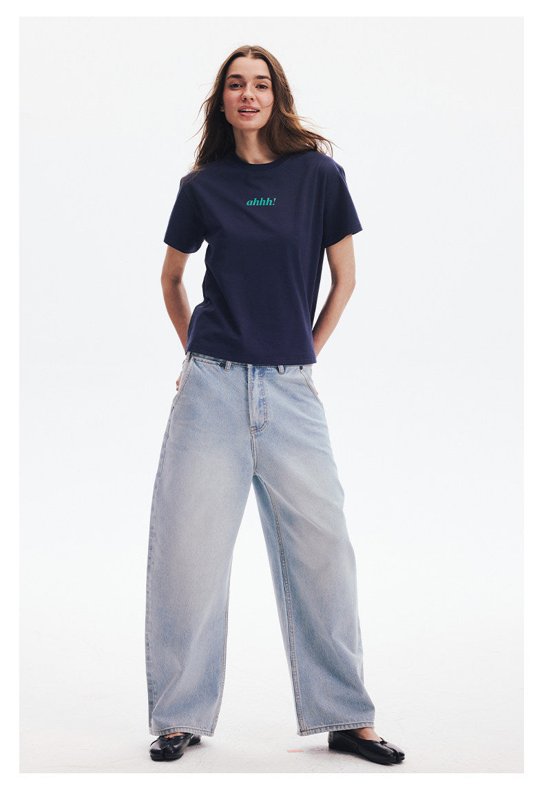 AHHH Logo Print T-shirt - Navy