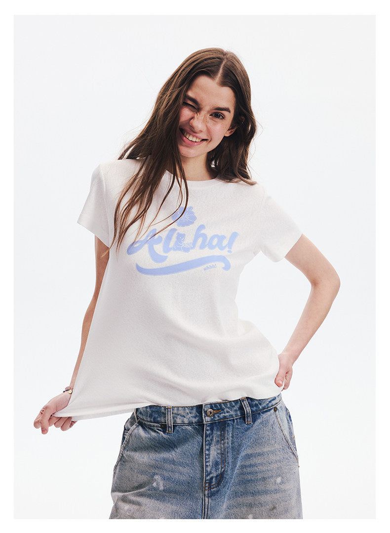 AHHH Bear Print T-shirt - White