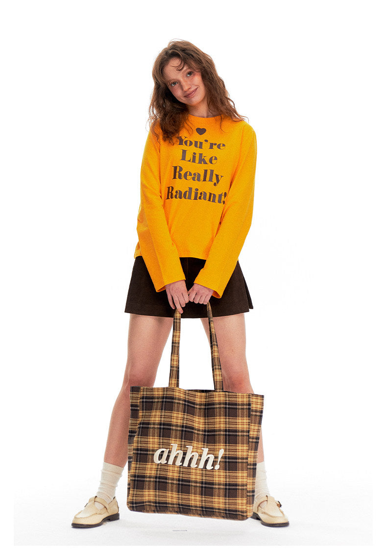 AHHH Plaid Tote Bag - Yellow