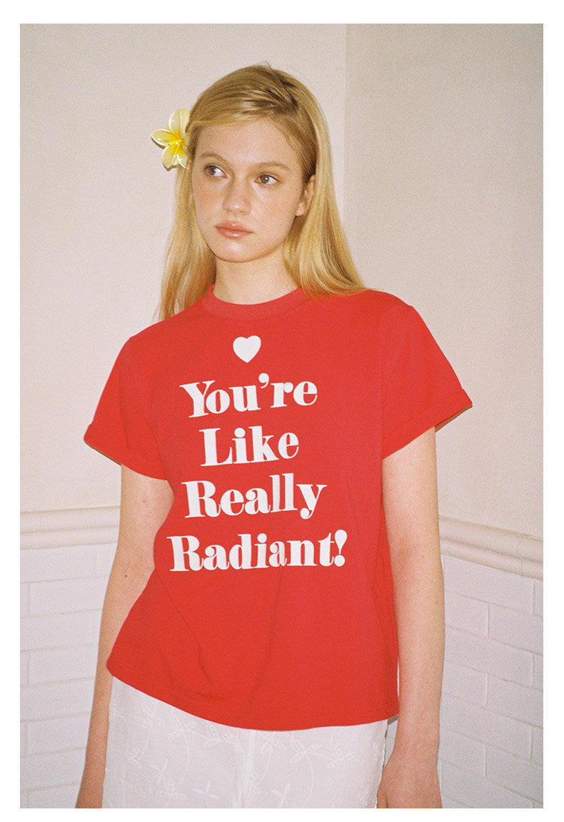 AHHH Plaid Logo Print T-shirt - Red