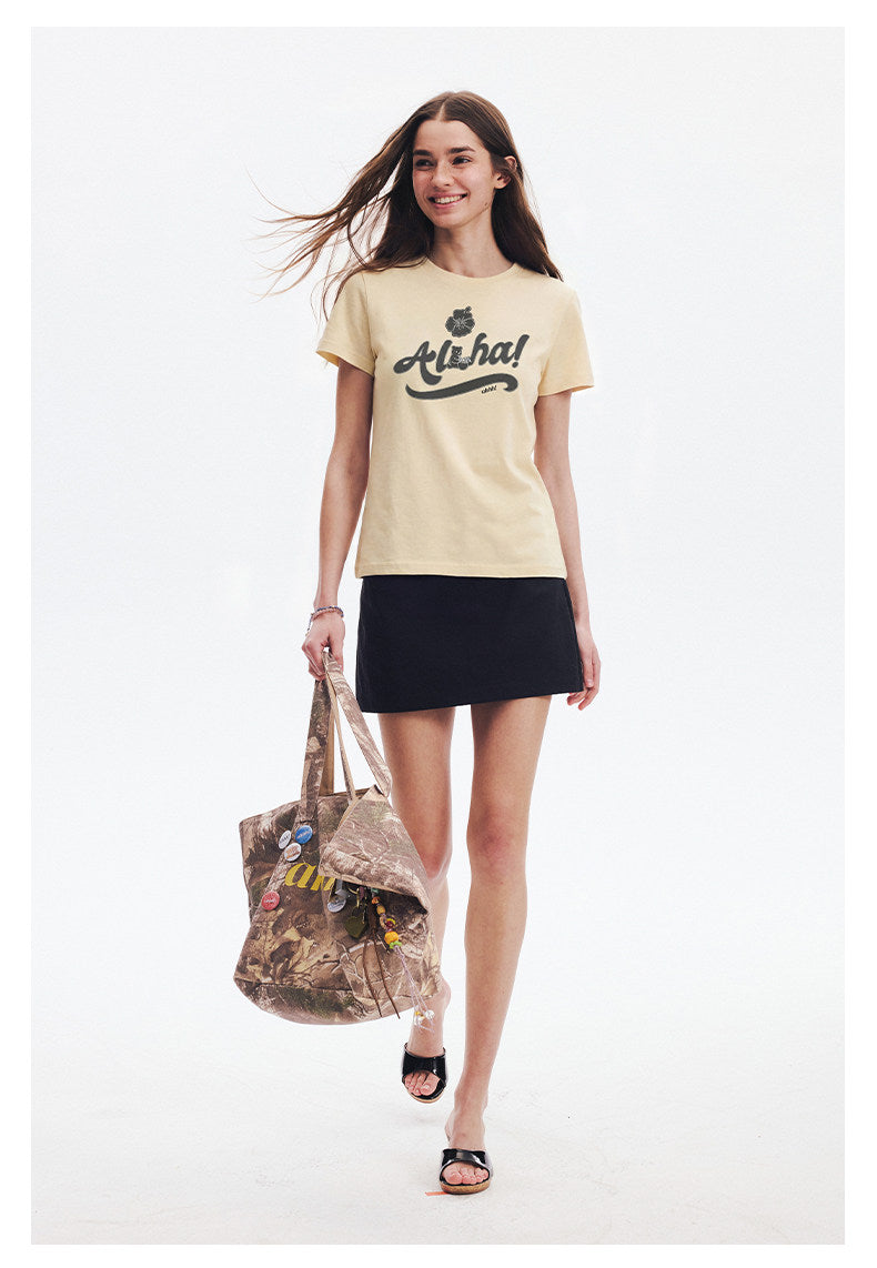 AHHH Bear Print T-shirt - Yellow