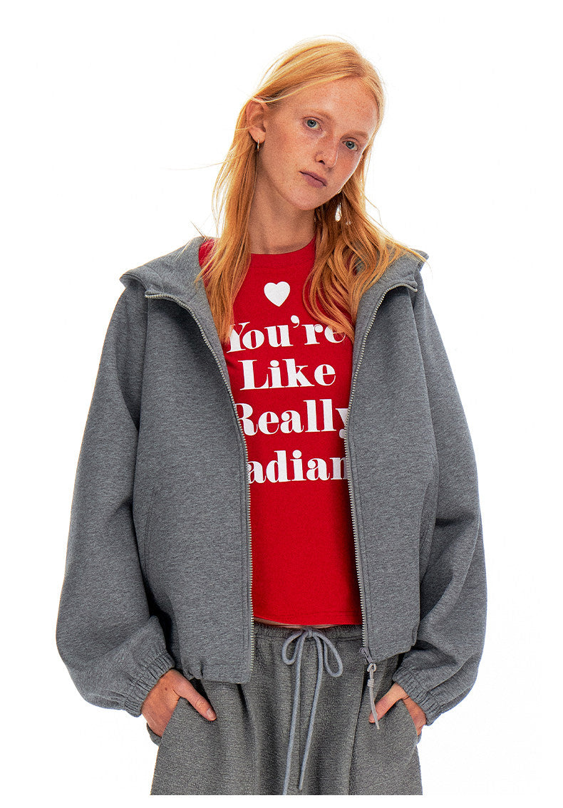 Love-hearted Letter Print Long Sleeve Shirt - Red