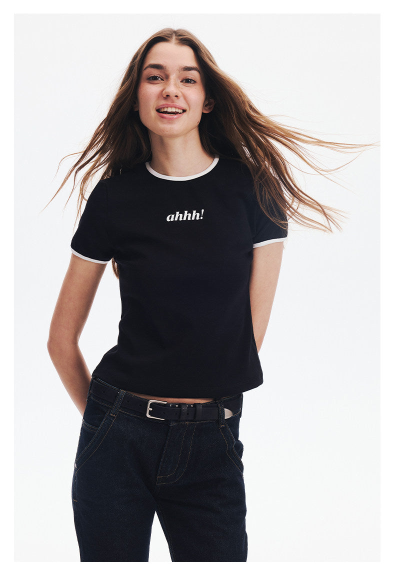 AHHH Print Basic T-shirt - Black