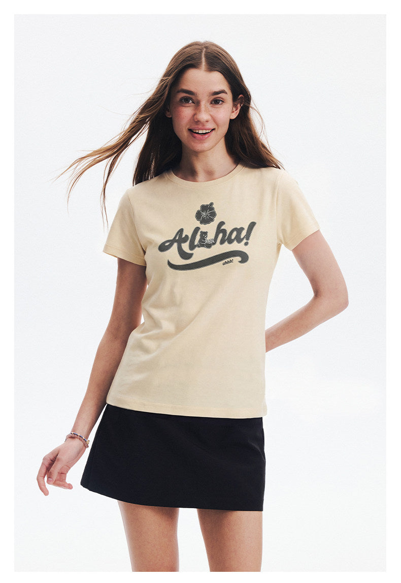 AHHH Bear Print T-shirt - Yellow