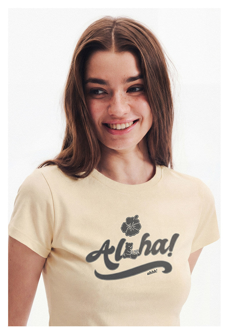 AHHH Bear Print T-shirt - Yellow