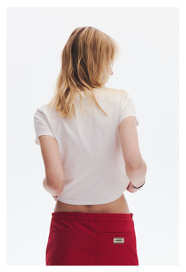 AHHH Logo Bear Print Cute T-shirt - White