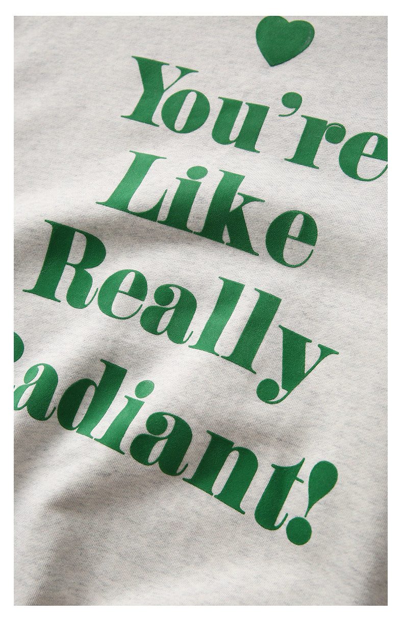 Love-hearted Letter Print Sweatshirt - Gray