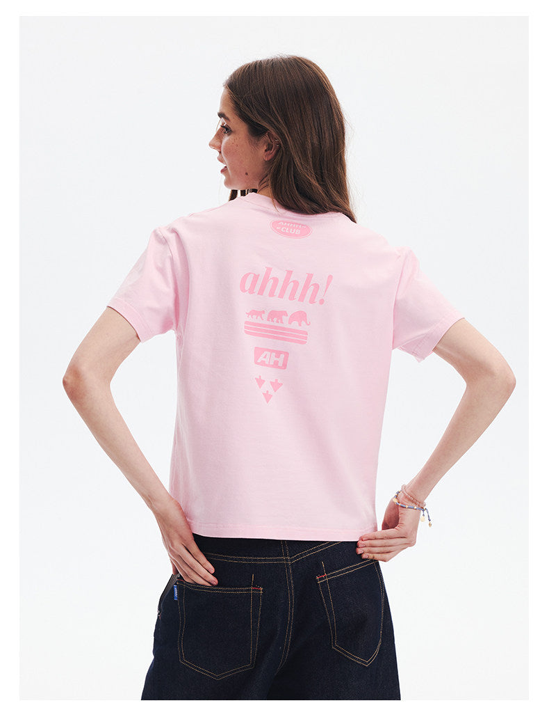 AHHH Logo Print T-shirt - Pink
