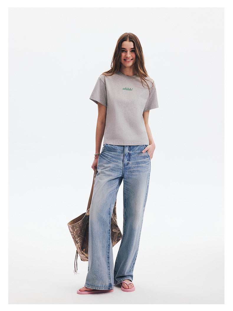 AHHH Logo Print T-shirt - Gray