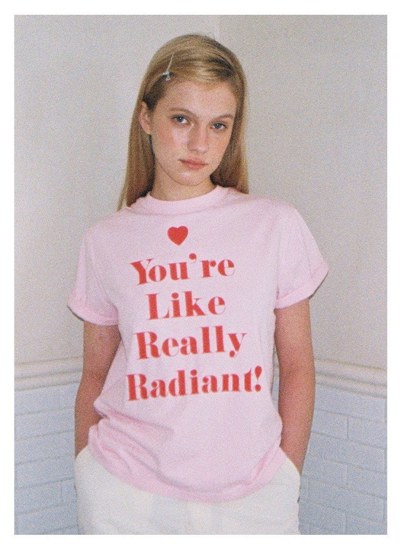 AHHH Plaid Logo Print T-shirt - Pink