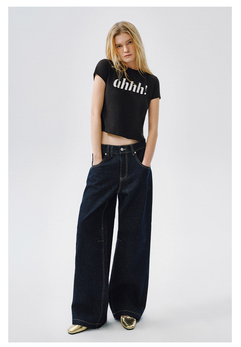 AHHH Logo Print Short Sleeve T-shirt - Black