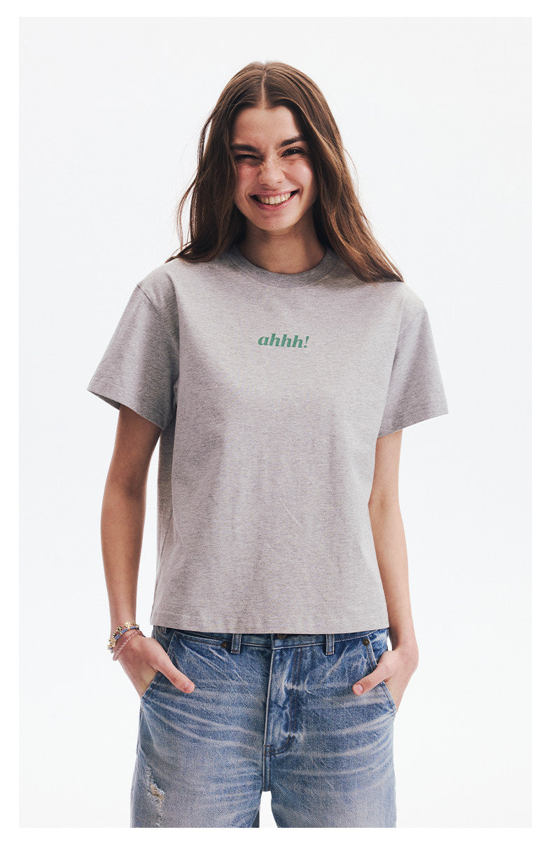 AHHH Logo Print T-shirt - Gray