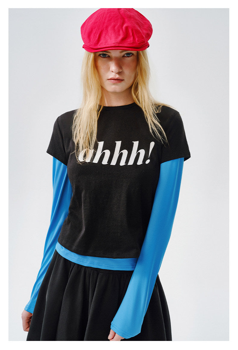 AHHH Logo Print Short Sleeve T-shirt - Black