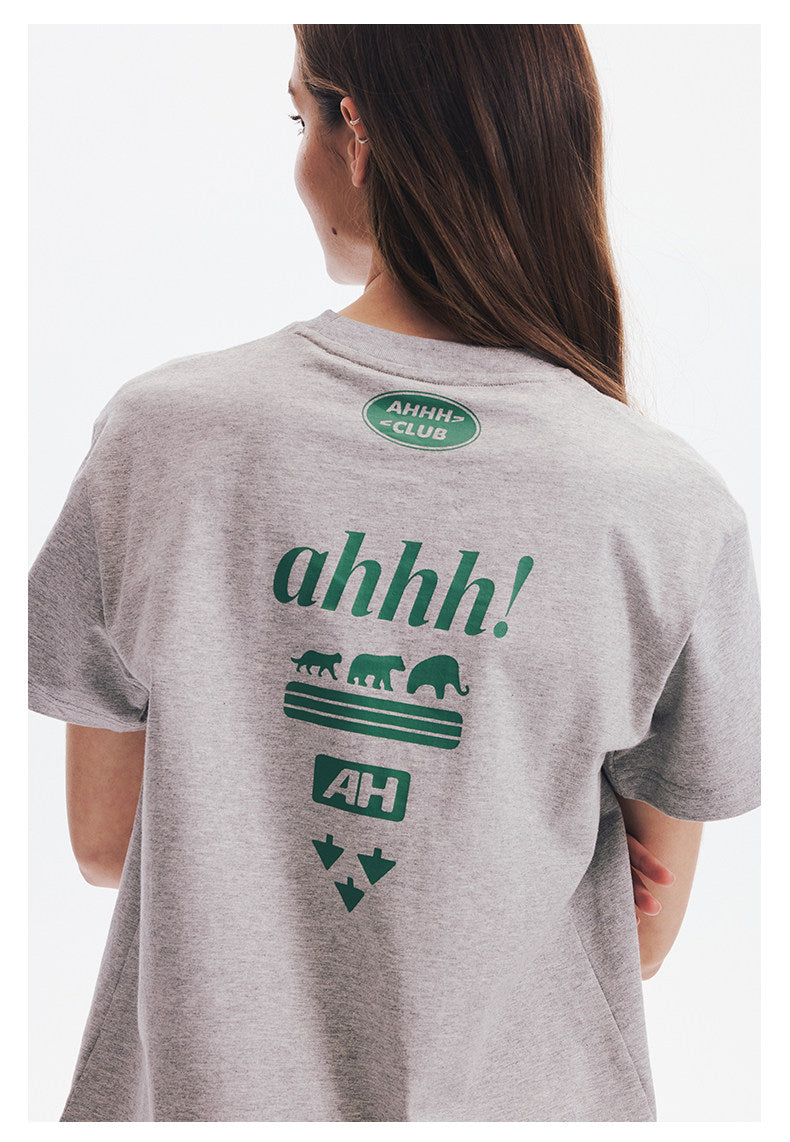 AHHH Logo Print T-shirt - Gray