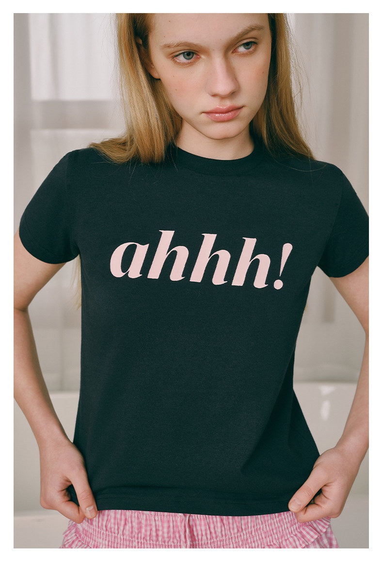 AHHH Logo Print Short Sleeve T-shirt - Navy