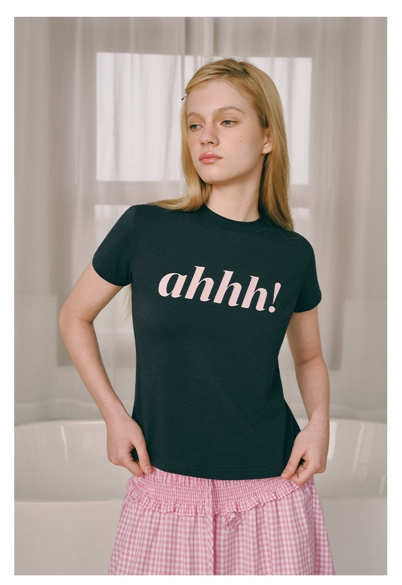 AHHH Logo Print Short Sleeve T-shirt - Navy