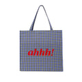 AHHH Logo Print Plaid Tote Bag - Blue