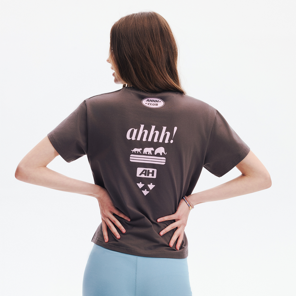 AHHH Logo Print T-shirt - Coffee