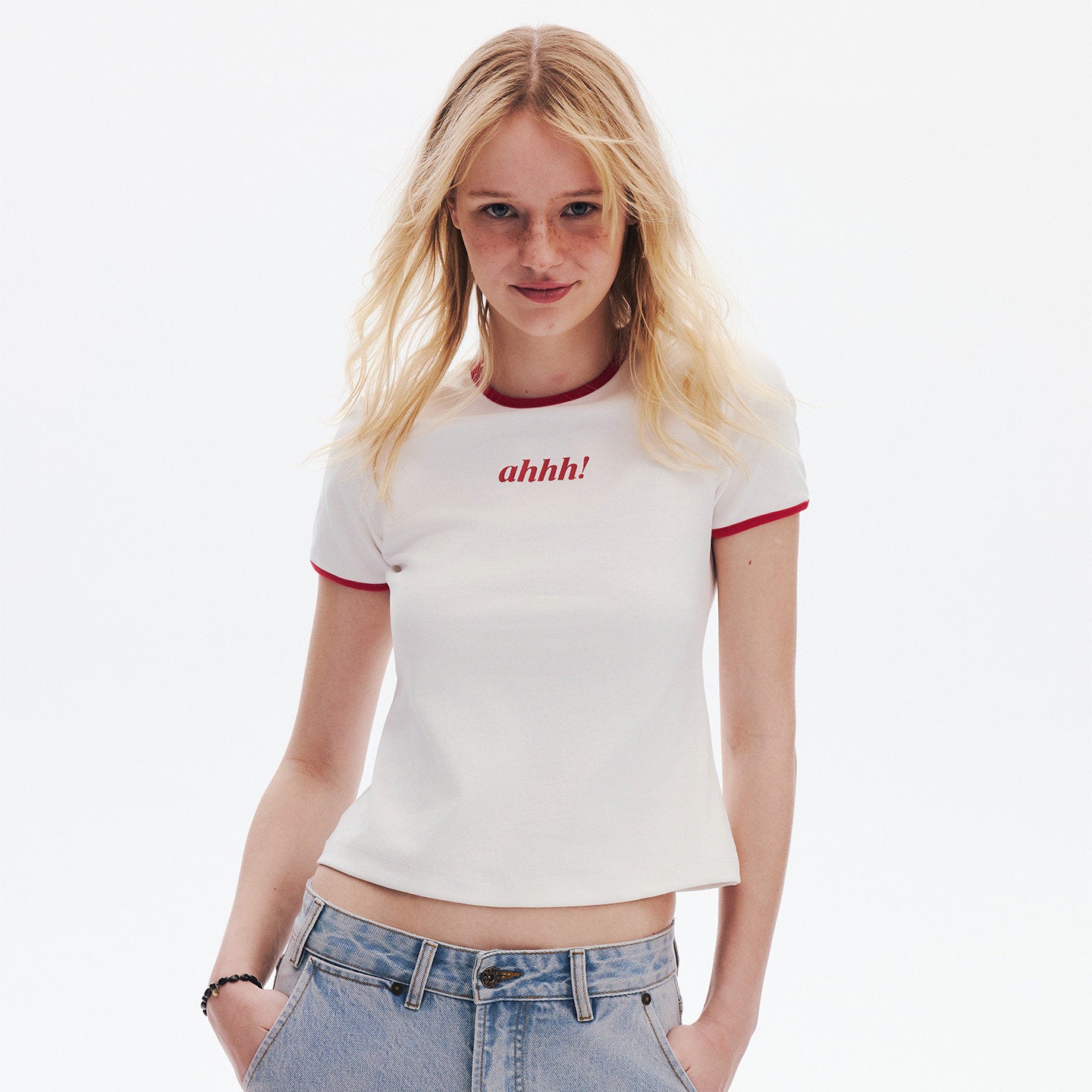 AHHH Print Basic T-shirt - White