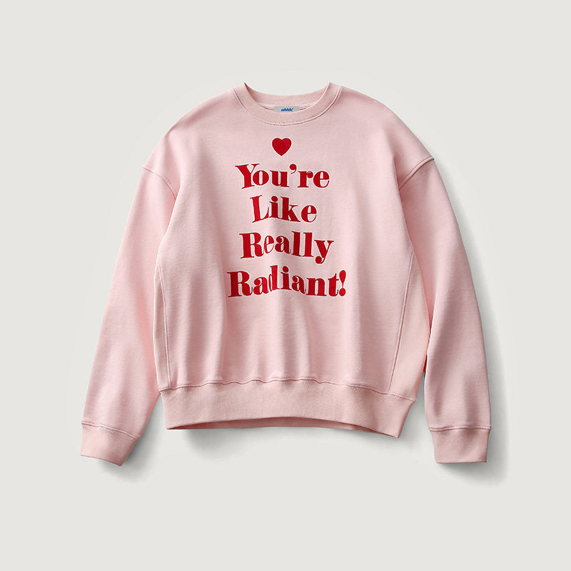 Love-hearted Letter Print Sweatshirt - Pink