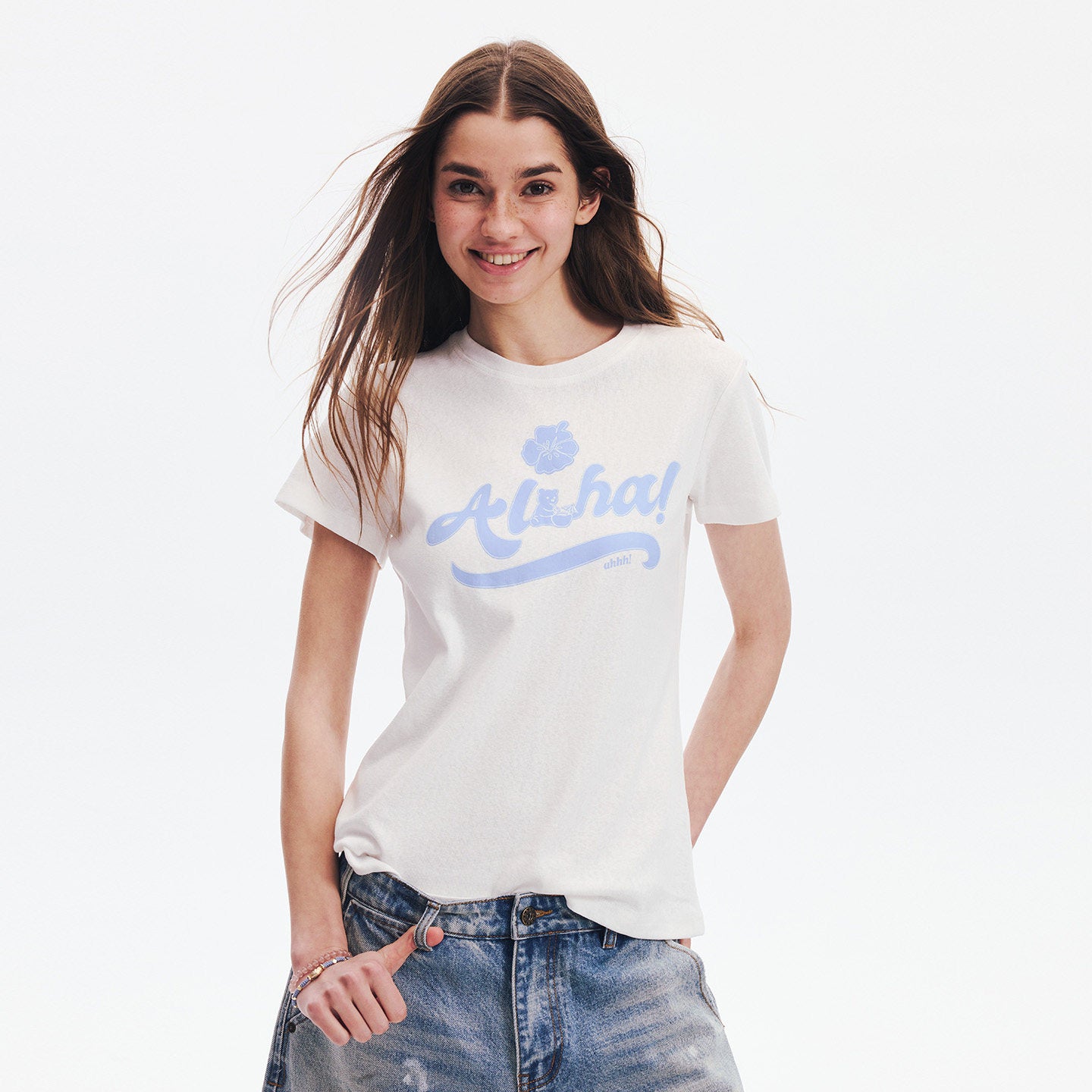 AHHH Bear Print T-shirt - White