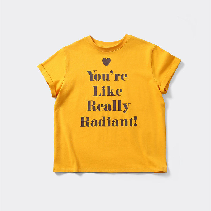 Love-hearted Letter Print T-shirt - Yellow