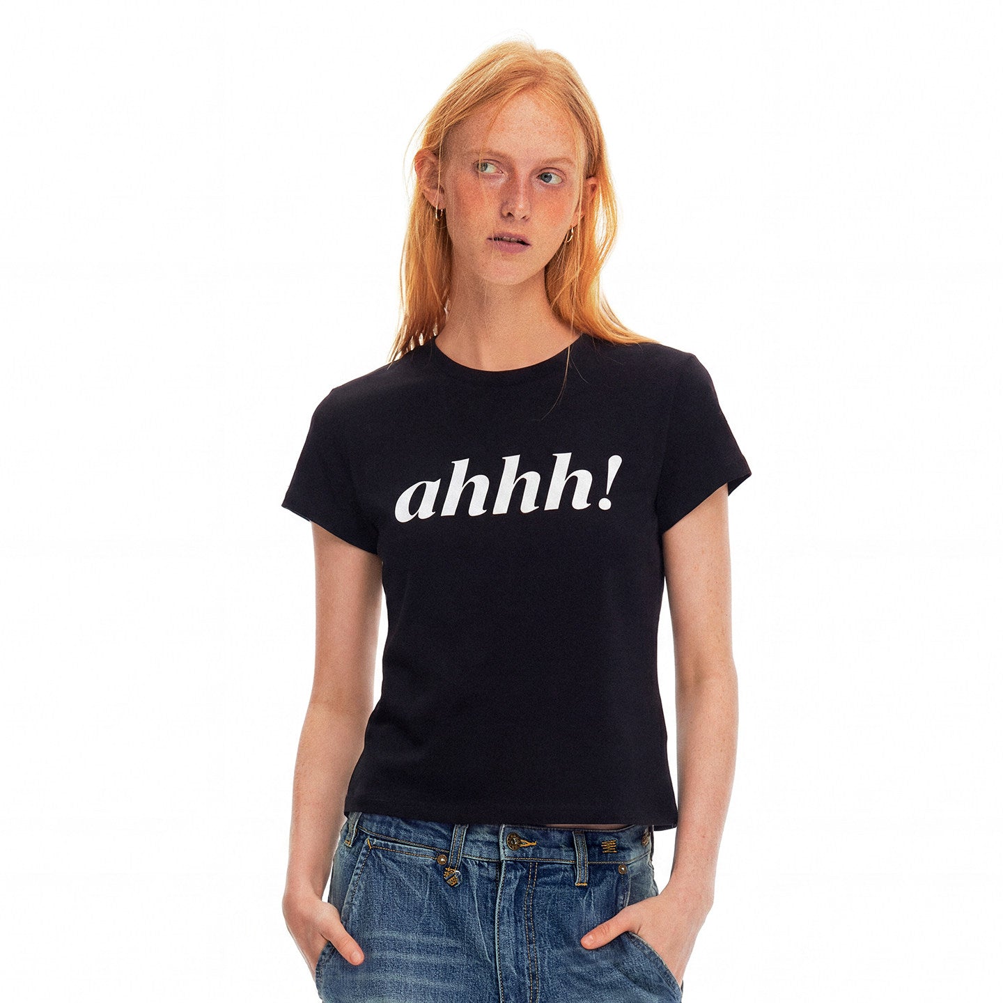 AHHH Logo Print Short Sleeve T-shirt - Black