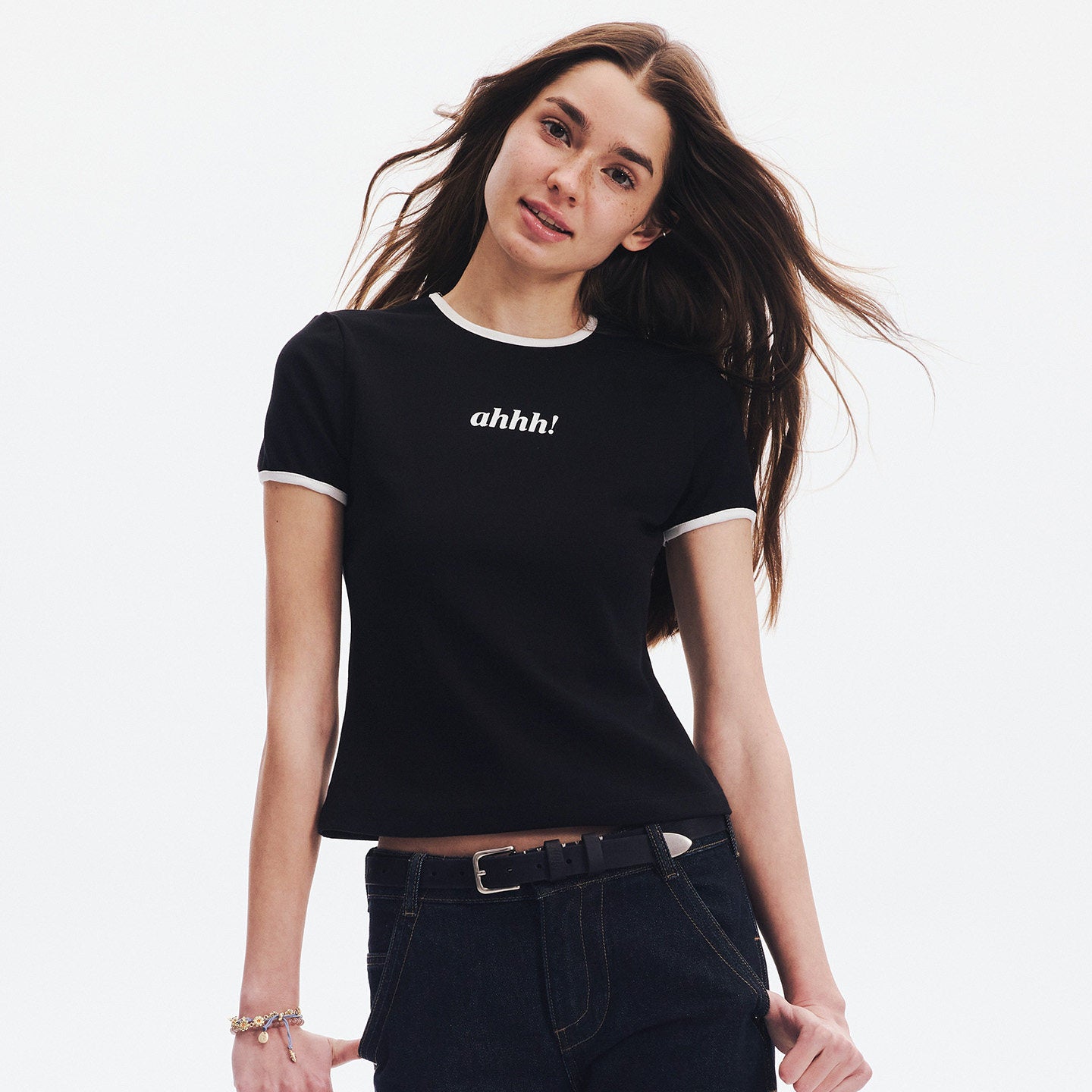 AHHH Print Basic T-shirt - Black