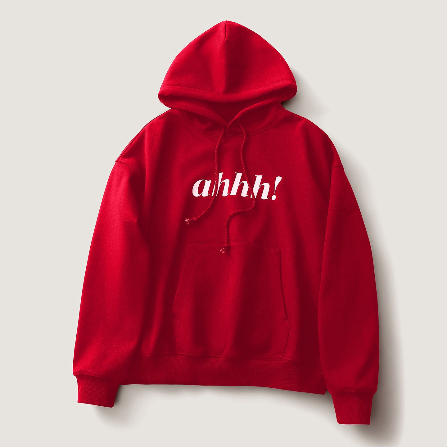 AHHH Logo Print Basic Hoodies - Red