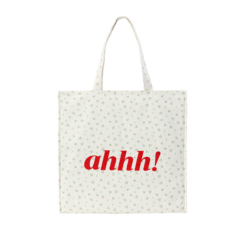 AHHH Logo Print Plaid Tote Bag - Floral