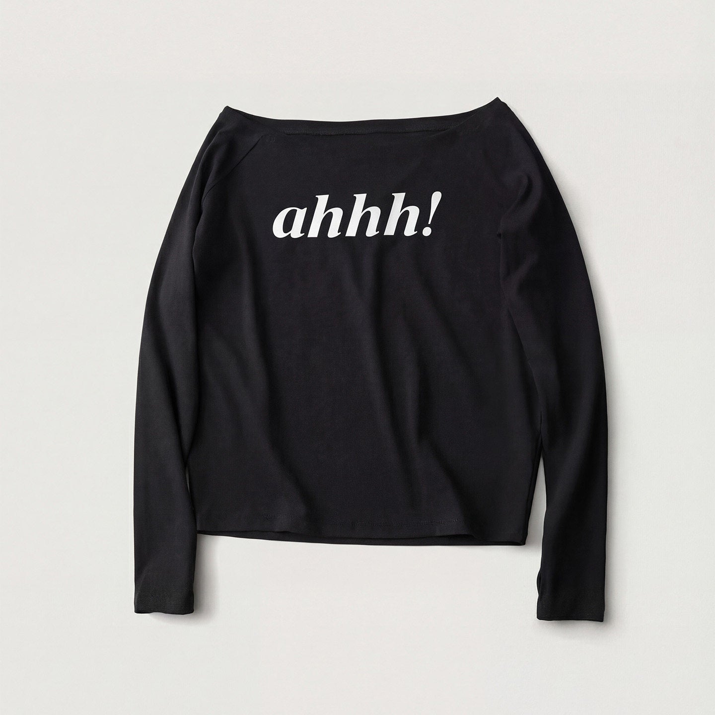 AHHH Logo Print Off Shoulder Shirt - Black