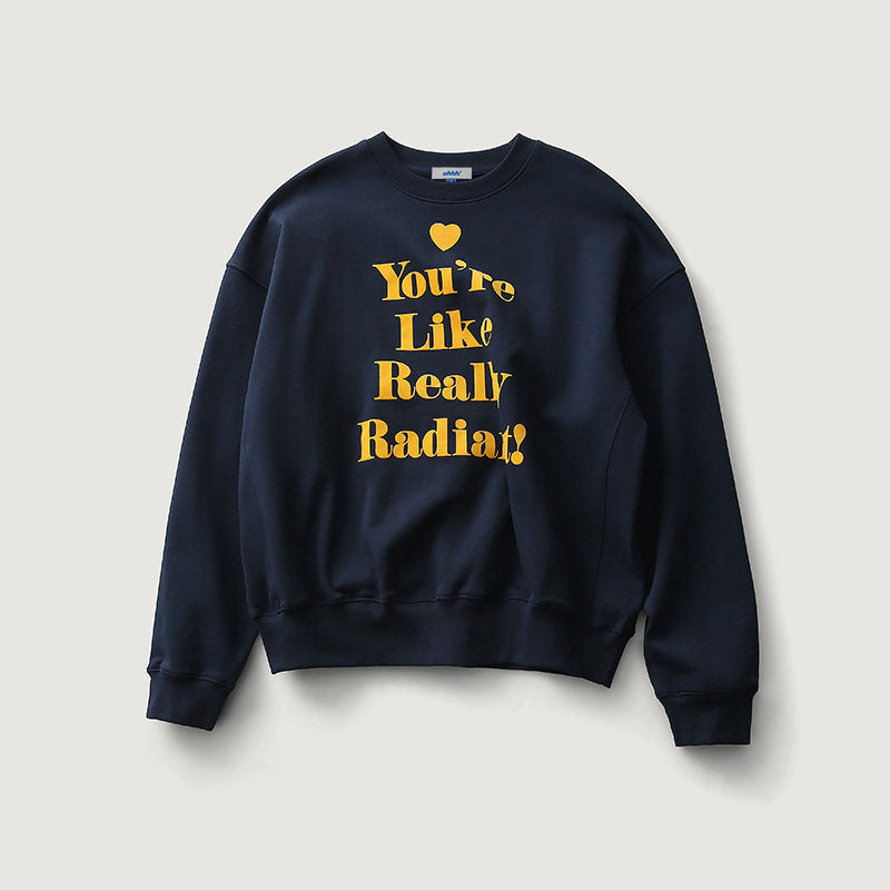 Love-hearted Letter Print Sweatshirt - Navy