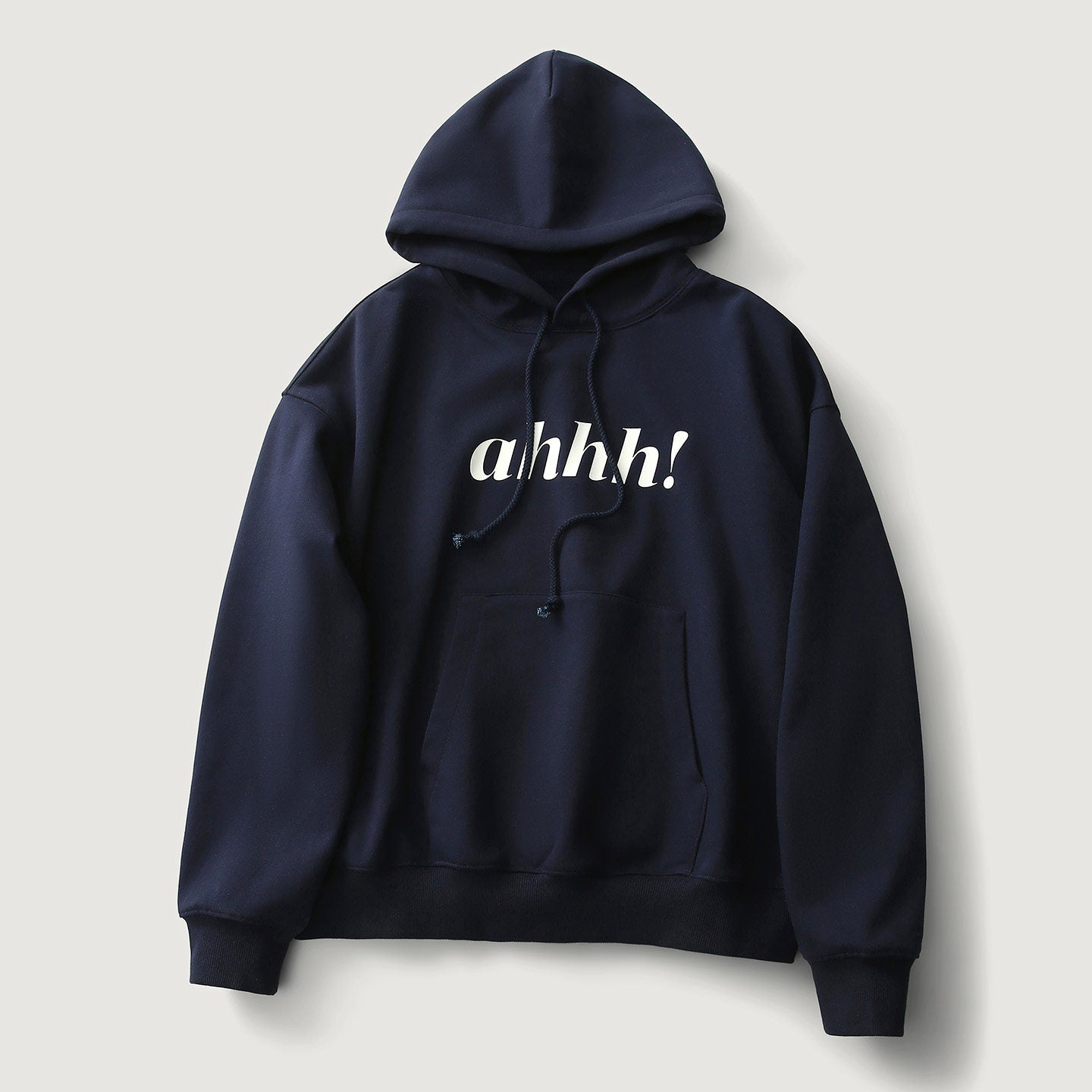 AHHH Logo Print Basic Hoodies - Navy