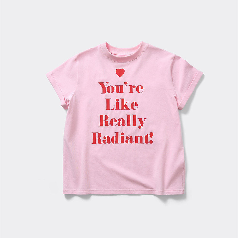 AHHH Plaid Logo Print T-shirt - Pink