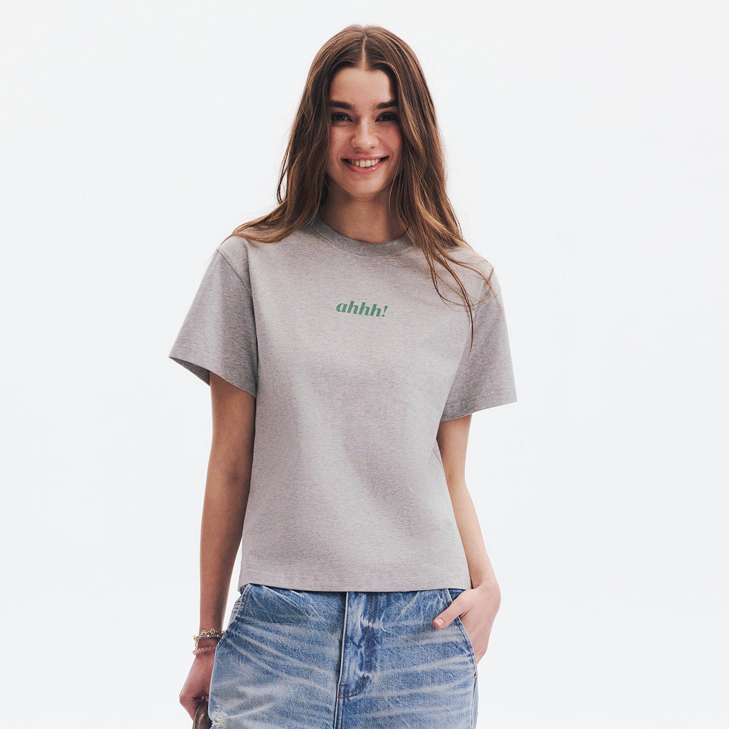 AHHH Logo Print T-shirt - Gray
