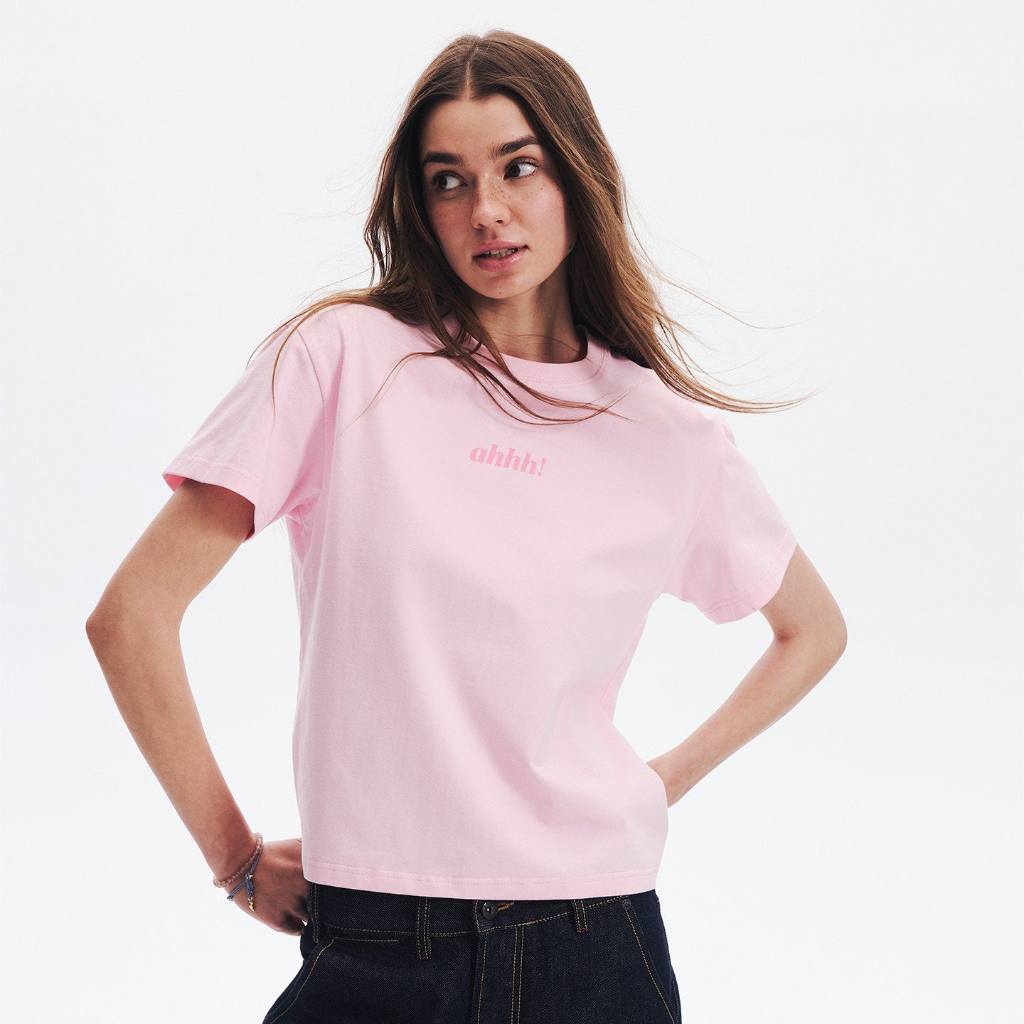 AHHH Logo Print T-shirt - Pink