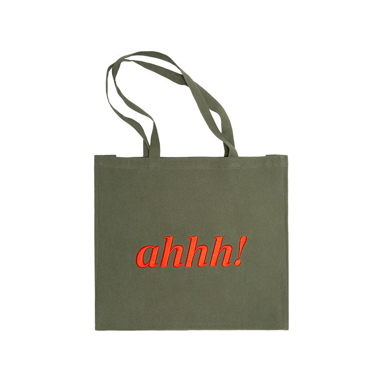 AHHH Logo Print Striped Tote Bag