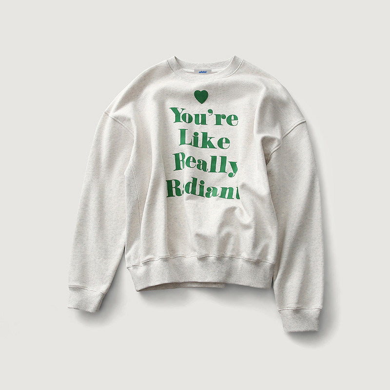 Love-hearted Letter Print Sweatshirt - Gray