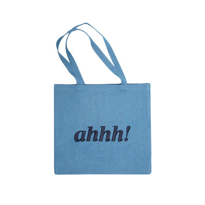 AHHH Logo Print Striped Tote Bag